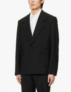 Bottega Veneta Notched-lapel Single-breasted Wool Blazer -KOOPES Clothing Shop R04129500 BLACK ALT02