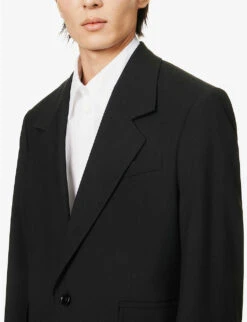 Bottega Veneta Notched-lapel Single-breasted Wool Blazer -KOOPES Clothing Shop R04129500 BLACK ALT05