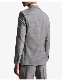 Ted Baker Elgoljs Regular-fit Checked Stretch-wool Jacket -KOOPES Clothing Shop R04129707 GREY ALT03