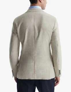 Reiss Attire Slim-fit Single-breasted Wool-blend Blazer -KOOPES Clothing Shop R04130432 OATMEAL ALT03