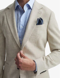 Reiss Attire Slim-fit Single-breasted Wool-blend Blazer -KOOPES Clothing Shop R04130432 OATMEAL ALT04