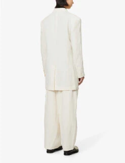 Yohji Yamamoto Single-breasted Relaxed-fit Linen And Ramie-blend Jacket -KOOPES Clothing Shop R04131767 IVORY ALT03