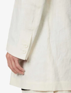 Yohji Yamamoto Single-breasted Relaxed-fit Linen And Ramie-blend Jacket -KOOPES Clothing Shop R04131767 IVORY ALT06