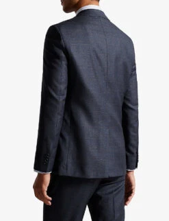 Ted Baker Cromjs Check-pattern Stretch Wool-blend Jacket -KOOPES Clothing Shop R04131834 NAVY ALT02