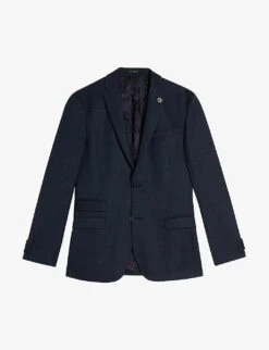 Ted Baker Cromjs Check-pattern Stretch Wool-blend Jacket