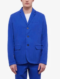 THE KOOPLES Notched-lapels Single-breasted Cotton Jacket -KOOPES Clothing Shop R04135863 BLU01 ALT02