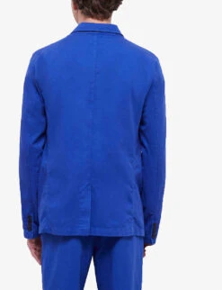 THE KOOPLES Notched-lapels Single-breasted Cotton Jacket -KOOPES Clothing Shop R04135863 BLU01 ALT03