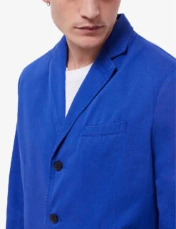 THE KOOPLES Notched-lapels Single-breasted Cotton Jacket -KOOPES Clothing Shop R04135863 BLU01 ALT04