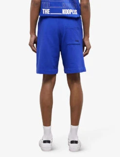 THE KOOPLES Logo-print Cotton-fleece Shorts -KOOPES Clothing Shop R04137103 BLU19 ALT03
