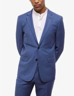 THE KOOPLES Single-breasted Peak-lapels Wool Blazer -KOOPES Clothing Shop R04137104 BLU01 ALT02