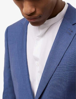 THE KOOPLES Single-breasted Peak-lapels Wool Blazer -KOOPES Clothing Shop R04137104 BLU01 ALT04