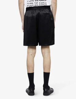 THE KOOPLES Western-print Relaxed-fit Satin Shorts -KOOPES Clothing Shop R04137812 BLA01 ALT03