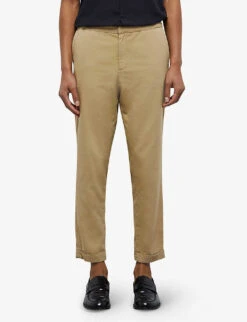 THE KOOPLES Straight-leg Turn-up Hem Cotton Trousers -KOOPES Clothing Shop R04137816 BEI01 ALT02