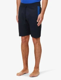Boss Authentic Logo-print Elasticated-waist Cotton-jersey Shorts -KOOPES Clothing Shop R04140037 DARKBLUE ALT02