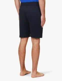 Boss Authentic Logo-print Elasticated-waist Cotton-jersey Shorts -KOOPES Clothing Shop R04140037 DARKBLUE ALT03