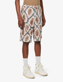 Snake Tan Graphic-print Relaxed-fit Woven Shorts -KOOPES Clothing Shop R04140909 TAN ALT02