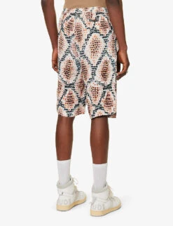 Snake Tan Graphic-print Relaxed-fit Woven Shorts -KOOPES Clothing Shop R04140909 TAN ALT03