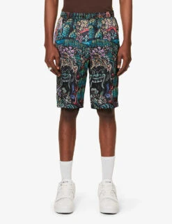 Goa Gajah Graphic-print Silk Shorts -KOOPES Clothing Shop R04140920 MULTI ALT02