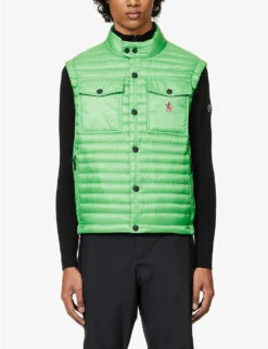 Ollon Brand-badge Regular-fit Shell-down Gilet -KOOPES Clothing Shop R04142023 GREEN ALT02