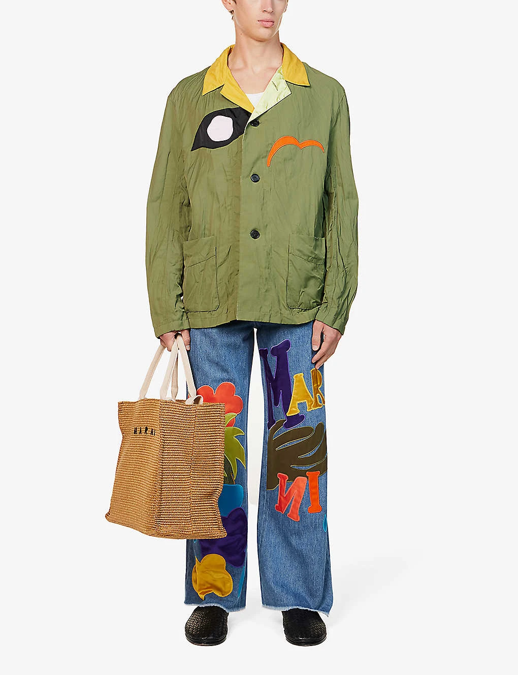 Marni Brand-appliqué Flared-hem Flared-leg Relaxed-fit Trousers 4 Marni Brand-appliqué Flared-hem Flared-leg Relaxed-fit Trousers - Image 2