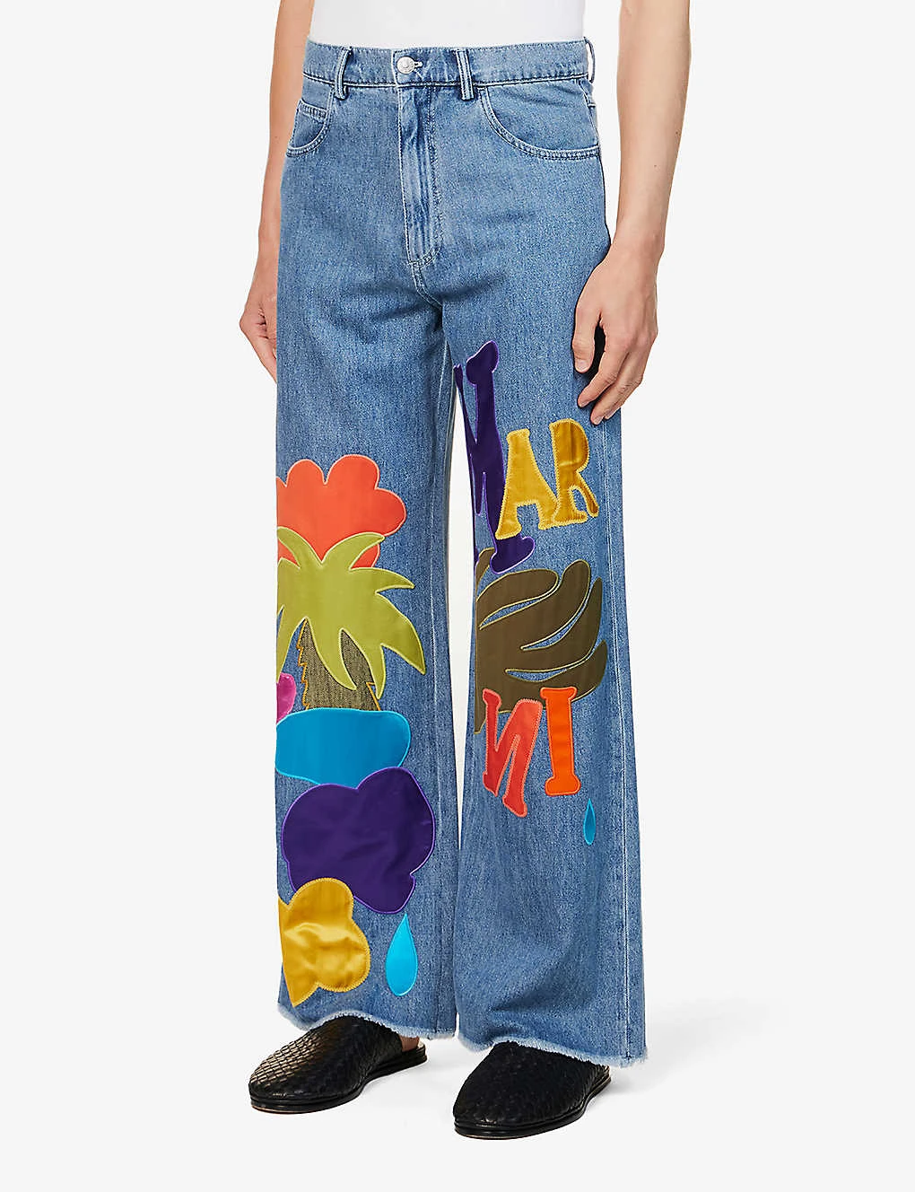 Marni Brand-appliqué Flared-hem Flared-leg Relaxed-fit Trousers 5 Marni Brand-appliqué Flared-hem Flared-leg Relaxed-fit Trousers - Image 3