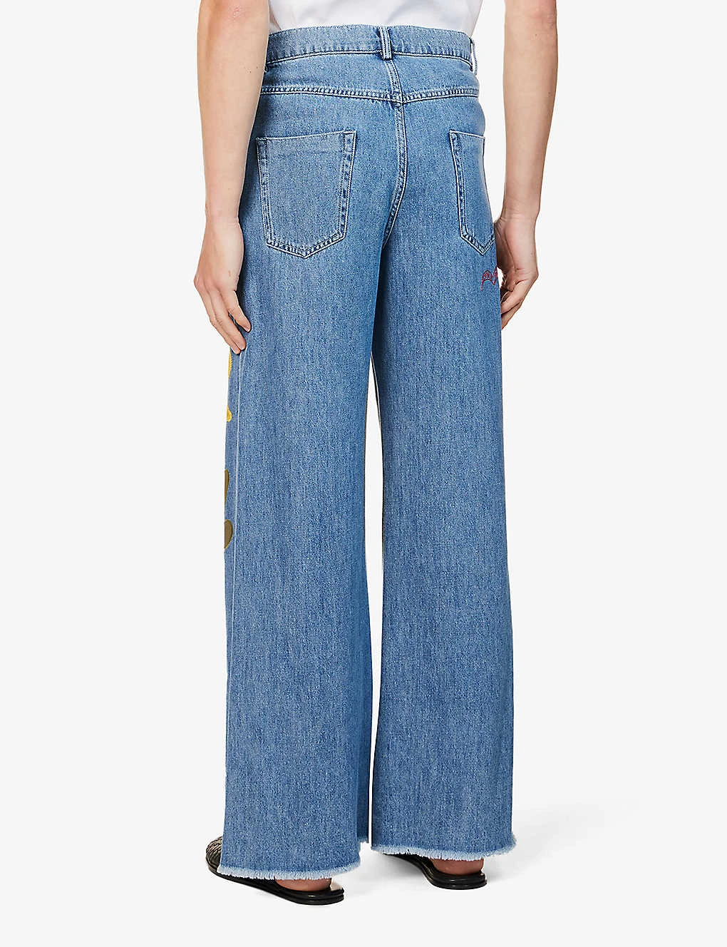 Marni Brand-appliqué Flared-hem Flared-leg Relaxed-fit Trousers 6 Marni Brand-appliqué Flared-hem Flared-leg Relaxed-fit Trousers - Image 4