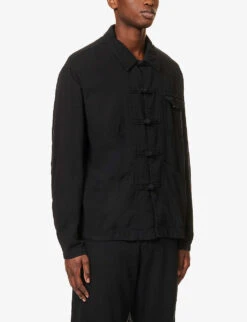 Undercover Buttoned-cuff Slip-pocket Relaxed-fit Cotton Jacket -KOOPES Clothing Shop R04143677 BLACK ALT02