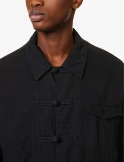 Undercover Buttoned-cuff Slip-pocket Relaxed-fit Cotton Jacket -KOOPES Clothing Shop R04143677 BLACK ALT04