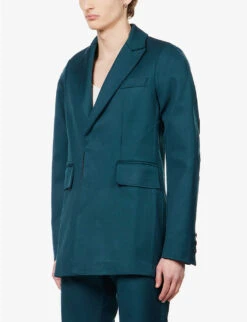 Akiel Padded-shoulder Regular-fit Wool Jacket -KOOPES Clothing Shop R04144195 FORESTGREEN ALT02