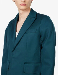 Akiel Padded-shoulder Regular-fit Wool Jacket -KOOPES Clothing Shop R04144195 FORESTGREEN ALT05