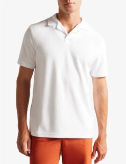 Ted Baker Sandbank Revere-collar Cotton-towelling Polo Shirt -KOOPES Clothing Shop R04144327 WHITE ALT02