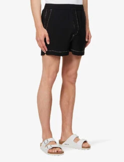 Contrast-stitch Patch-pocket Woven Shorts -KOOPES Clothing Shop R04144734 BLACK ALT02