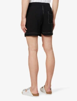 Contrast-stitch Patch-pocket Woven Shorts -KOOPES Clothing Shop R04144734 BLACK ALT03