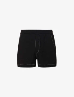 Contrast-stitch Patch-pocket Woven Shorts