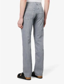 7 For All Mankind Standard Left Hand Seven Mile Mid-rise Straight-leg Stretch-denim Jeans -KOOPES Clothing Shop R04145114 GREY ALT03