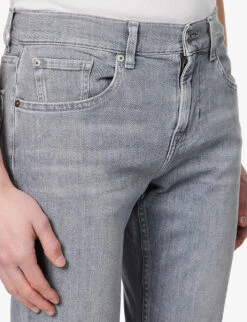 7 For All Mankind Standard Left Hand Seven Mile Mid-rise Straight-leg Stretch-denim Jeans -KOOPES Clothing Shop R04145114 GREY ALT04