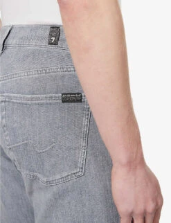 7 For All Mankind Standard Left Hand Seven Mile Mid-rise Straight-leg Stretch-denim Jeans -KOOPES Clothing Shop R04145114 GREY ALT05