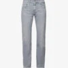 7 For All Mankind Standard Left Hand Seven Mile Mid-rise Straight-leg Stretch-denim Jeans -KOOPES Clothing Shop R04145114 GREY M