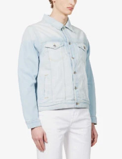 7 For All Mankind Breezy Faded-wash Stretch-denim Jacket -KOOPES Clothing Shop R04145119 LIGHTBLUE ALT02