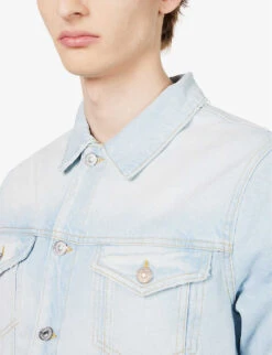 7 For All Mankind Breezy Faded-wash Stretch-denim Jacket -KOOPES Clothing Shop R04145119 LIGHTBLUE ALT05