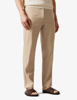 Ted Baker Kimmel Straight-leg Mid-rise Stretch Linen-blend Trousers 8 Ted Baker Kimmel Straight-leg Mid-rise Stretch Linen-blend Trousers -KOOPES Clothing Shop R04145326 STONE ALT02