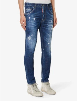 DSQUARED2 Skater Paint-print Slim-fit Stretch-denim Jeans 11 DSQUARED2 Skater Paint-print Slim-fit Stretch-denim Jeans -KOOPES Clothing Shop R04145486 NAVYBLUE ALT02