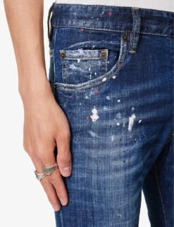 DSQUARED2 Skater Paint-print Slim-fit Stretch-denim Jeans 13 DSQUARED2 Skater Paint-print Slim-fit Stretch-denim Jeans -KOOPES Clothing Shop R04145486 NAVYBLUE ALT04