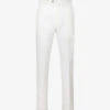 Oscar Jacobson Denz Pressed-crease Tapered-leg Slim-fit Linen Trousers