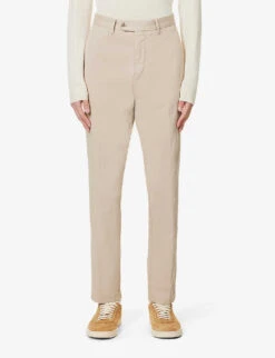 Oscar Jacobson Danwick Jetted-pocket Tapered-leg Regular-fit Stretch-cotton Trousers -KOOPES Clothing Shop R04145843 WASHEDBEIGE ALT02