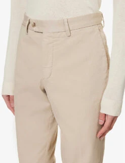 Oscar Jacobson Danwick Jetted-pocket Tapered-leg Regular-fit Stretch-cotton Trousers -KOOPES Clothing Shop R04145843 WASHEDBEIGE ALT04