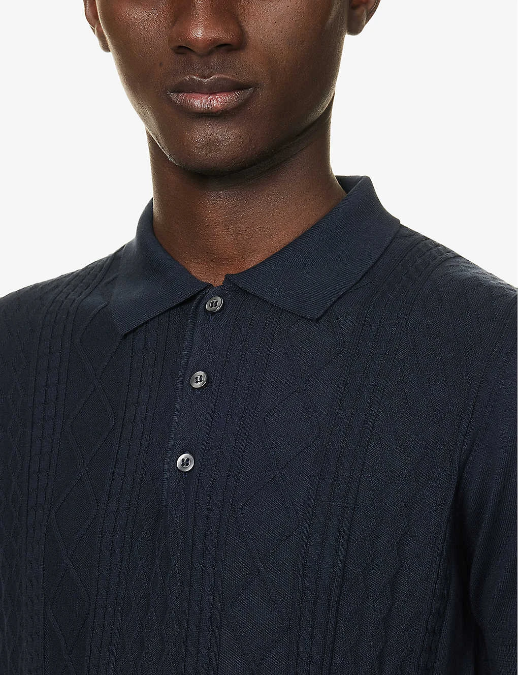 Oscar Jacobson Bard Cable-knit Cotton-knit Polo Shirt 7 Oscar Jacobson Bard Cable-knit Cotton-knit Polo Shirt - Image 5