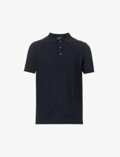 Oscar Jacobson Bard Cable-knit Cotton-knit Polo Shirt