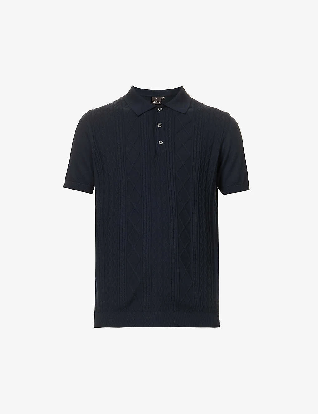 Oscar Jacobson Bard Cable-knit Cotton-knit Polo Shirt 3 Oscar Jacobson Bard Cable-knit Cotton-knit Polo Shirt