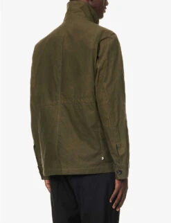 Oscar Jacobson Balder Funnel-neck Flap-pocket Regular-fit Cotton-canvas Jacket -KOOPES Clothing Shop R04145849 ROSCIOLAGREEN ALT03